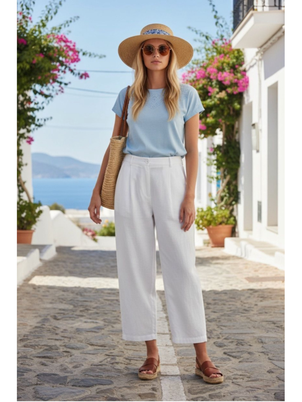 Anthro x Color Block| White Tapered Leg Pant| Size M | NWOT